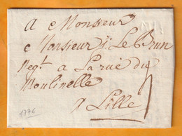 1776 -  Lettre Pliée Avec Corresp Familiale De 2 P En Français De ATH / AAT (marque Postale à Sec) Vers LILLE, France - 1714-1794 (Paises Bajos Austriacos)