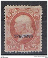 U.S.A. SPECIMEN:  1873  WAR  -  1 C. UNUSED  STAMP  NO  GLUE  -  YV/TELL. 25 - Ensayos, Reimpresiones & Espécimenes
