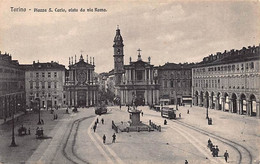 0759 "TORINO - PIAZZA SAN CARLO, VISTA DA VIA ROMA" ANIMATA, TRAMWAY. CART NON SPED - Plaatsen & Squares