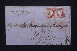 PORTUGAL - Lettre De Lisbonne Pour La France En 1859 Par Voie D'Espagne, Affranchissement ND 25r. X 2- L 130069 - Brieven En Documenten