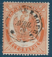 France Télégraphe N°7 Orange  Oblitéré. Cote 17€ - Telegraph And Telephone