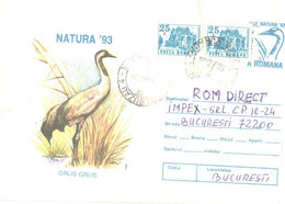 Romania:Natura 93 Cover, Grus Grus, Bird, 1995 - Cartas & Documentos