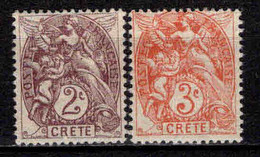 Crète - 1902 -  Type Blanc  - N° 2/3  -  Neuf * - MLH - Unused Stamps