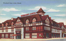 Woodruff Hotel Joliet Illinois 1940s Linen Postcard - Joliet
