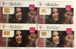 USA : GSM  SIM CARD  : 4 DIFFERENT Cards  As Pictured (see Description)   MINT ( LOT F ) - [2] Chip Cards