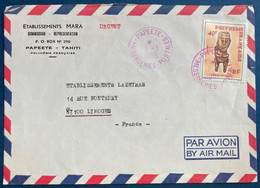 Oceanie Lettre N°229 40FR TIKIS En Polynesie Obl Du Tres Rare Dateur Rouge " Papeete Messageries Postales " Pour Limoges - Storia Postale