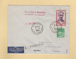 1ere Liaison Par Avion A Reaction - Caravelle - Nice Rome - 1-6-1959 - Erst- U. Sonderflugbriefe