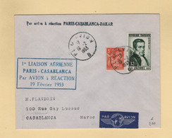 1ere Liaison Paris Casablanca Par Avion A Reaction - 19 Fevrier 1953 - Erst- U. Sonderflugbriefe