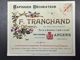 Carton Prospectus Publicitaire Ancien Tapissier Décorateur F. TRANCHAND Angers 2 Rue Daillière - Advertising