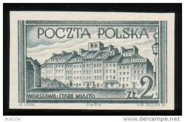 POLAND 1953 WARSAW HISTORICAL BUILDINGS IMPERF BLACK PROOF NHM (NO GUM) Architecture UNESCO World Heritage Site - Prove & Ristampe