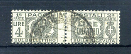 1946 LUOGOTENENZA PACCHI POSTALI N.63 4 Lire USATO - Paketmarken