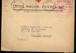 1940 VICHY - LsC Avec Entête "CROIX ROUGE - Rue De La Grande Grille - VICHY" + Cachet Rond "Croix Rouge" - Croce Rossa