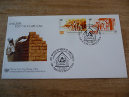 (6) UNITED NATIONS -ONU - NAZIONI UNITE - NATIONS UNIES * FDC 1987  * SHELTER FOR THE HOMELESS. - Briefe U. Dokumente