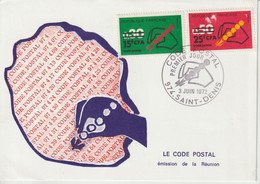 Réunion CFA 1972 Carte Maximum Code Postal 410-411 - Lettres & Documents