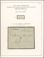 Précurseur - LAC Datée De Furnes (1791) + Obl Linéaire Noir FURNES, Port "5" > Templeuve Par Tournay - 1790-1794 (Austr. Revol. & Fr. Invas.)