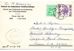 61028 - Belgien - 1974 - 5F Baudouin MiF A Kte LEUVEN -> Fresno, CA (USA) - Lettres & Documents