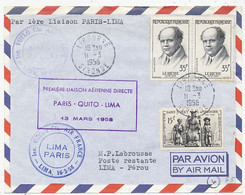 AVION AVIATION AIRLINE AIR FRANCE PREMIERE VOL PARIS-QUITO-LIMA 1958 - Certificats De Vol