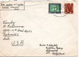 61055 - Schweiz - 1945 - 5Rp PAX MiF A Bf DETIKON -> Detroit, MI (USA) - Storia Postale