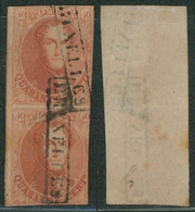 Médaillon - N°12 En Paire Verticale (légère Touche Au Deux Extremité) Annulé Par La Griffe Encadrée BRUXELLES X2. - 1858-1862 Medaillen (9/12)