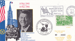 PARLEMENT EUROPÉEN 1985 - FDC - Visite De Ronald Reagan - Idées Européennes