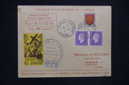 FRANCE - Vignette D'Aviation D'Angers Et Oblitération Sur Enveloppe En 1945 - L 130390 - Lettres & Documents