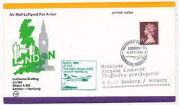 AVION AVIATION AIRLINE LUFTHANSA VOL LONDON-HAMBURG EN AIRBUS A-300 1980 - Flight Certificates