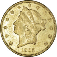 Monnaie, États-Unis, Liberty Head, $20, Double Eagle, 1905, U.S. Mint, San - 20$ - Double Eagles - 1877-1901: Coronet Head  (Testa Coronata)