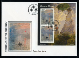 Burundi 2022, Art, Monet II, 2val In BF In FDC - Unused Stamps