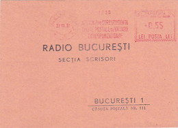 W4183- BUCHAREST, POSTAL SERVICES ADVERTISING, AMOUNT 0.55, RED MACHINE STAMPS ON COVER, 1957, ROMANIA - Covers & Documents