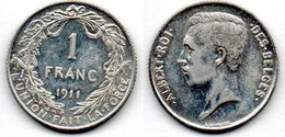 Belgique - Belgien - Belgium  1 Franc 1911 TB - 1 Frank
