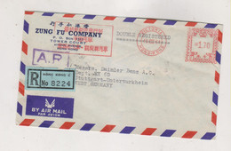 HONG KONG 1961 Registered Airmail Cover To Germany Meter Stamp - Cartas & Documentos