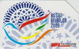 Scheda Telefonica TELECOM ITALIA "ASSISI - GIUBILEO 2000" - Catalogo Golden Lira Nr. 916, Usata - COLOMBA - Sperlingsvögel & Singvögel