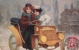 CPA Illustrateur Raphael Kirchner - Femmes En Voitures - Voiture Ancienne - Carte Circulée En 1904 - Kirchner, Raphael