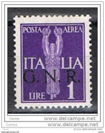 R.S.I.:  1944  P.A. SOPRASTAMPATO  G.N.R.  -  £. 1  VIOLETTO  N. -  SASS. 121 - Poste Aérienne