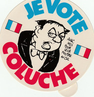 COLUCHE Et Les Dessinateurs De CHARLIE-HEBDO RARE Autocollant PUB De L'équipe "Je Vote Coluche...pour Les élections 1981 - Stickers