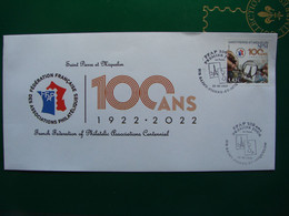 SPM/SAINT PIERRE ET MIQUELON 1ER JOUR /FDC FEDERATION FRANCAISE DES ASSOCIATIONS PHILATELIQUES 100ANS - Brieven En Documenten