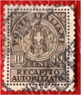 ITALIA REGNO - 1930 - RECAPITO AUTORIZZATO - STEMMA IN CERCHIO - USATO - Pneumatic Mail