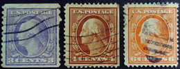 Etats Unis USA 1908 Washington Yvert 169L Dent.10 Perf.10 - 170 Dent.12 Perf.12 - 172 Dent.12 Perf.12 O Used - George Washington