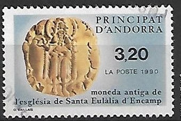 ANDORRE FRANCAIS: Pièce De Monnaie De L'église De Ste Eulalia D'encamp TP  N° 397  Année:1990 - Oblitérés