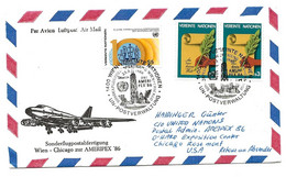 248 - 90 - Enveloppe Vol Spécial Wien-Chicago Pour Ameripex 86 - Briefe U. Dokumente