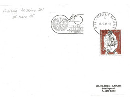 248 - 97 - Enveloppe Avec Oblit Mécanique "40 Jahre Vereinte Nationen 1985 - 1er Jour De L'oblitération" - Lettres & Documents