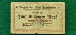 GERMANIA Zweibrücken 5 Milioni  MARK 1923 - Vrac - Billets