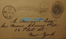 191881 CANADA MONTREAL CANCEL YEAR 1885 CIRCULATED TO US POSTAL STATIONERY POSTCARD - Autres & Non Classés