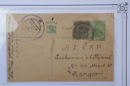 BD5 INDIA BELLE   LETTRE ENTIER RR 1931 POUR RANGOON BURMA BIRMANIE + ++++ +AFFRANCH. INTERESSANT - 1911-35 Koning George V