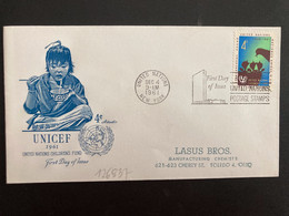 LETTRE TP UNICEF 4c OBL.MEC. DEC 4 1961 UNITED NATIONS NEW YORK - Lettres & Documents