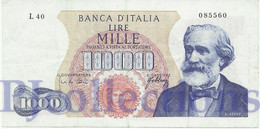 ITALY 1000 LIRE 1966 PICK 96d VF+ - 1000 Lire