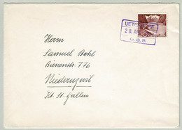 Schweiz 1959, Brief Uetendorf - Niederuzwil, Bahnstationsstempel G.B.S. - Bahnwesen