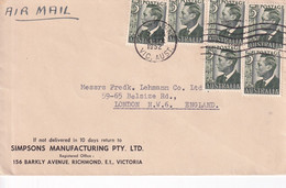 AUSTRALIA 1952 GEORGE VI COVER TO ENGLAND. - Briefe U. Dokumente