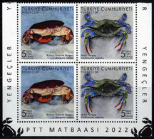 Türkiye 2022 Mi 4708-4709 MNH Crabs: Rosy Egg Crab, Blue Crab | Crustaceans, Marine Life, Pair Bottom Corner - Ungebraucht