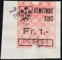 CH Heimat AG Sins 1963-02-28 Fiskalmarke 1Fr. Auf Briefstück - Steuermarken